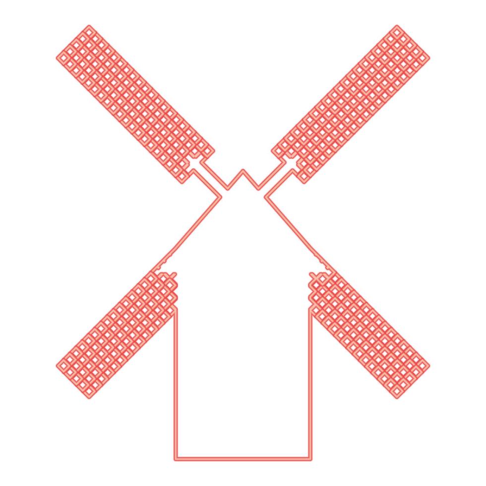 image de style plat d'illustration vectorielle de couleur rouge de moulin au néon vecteur