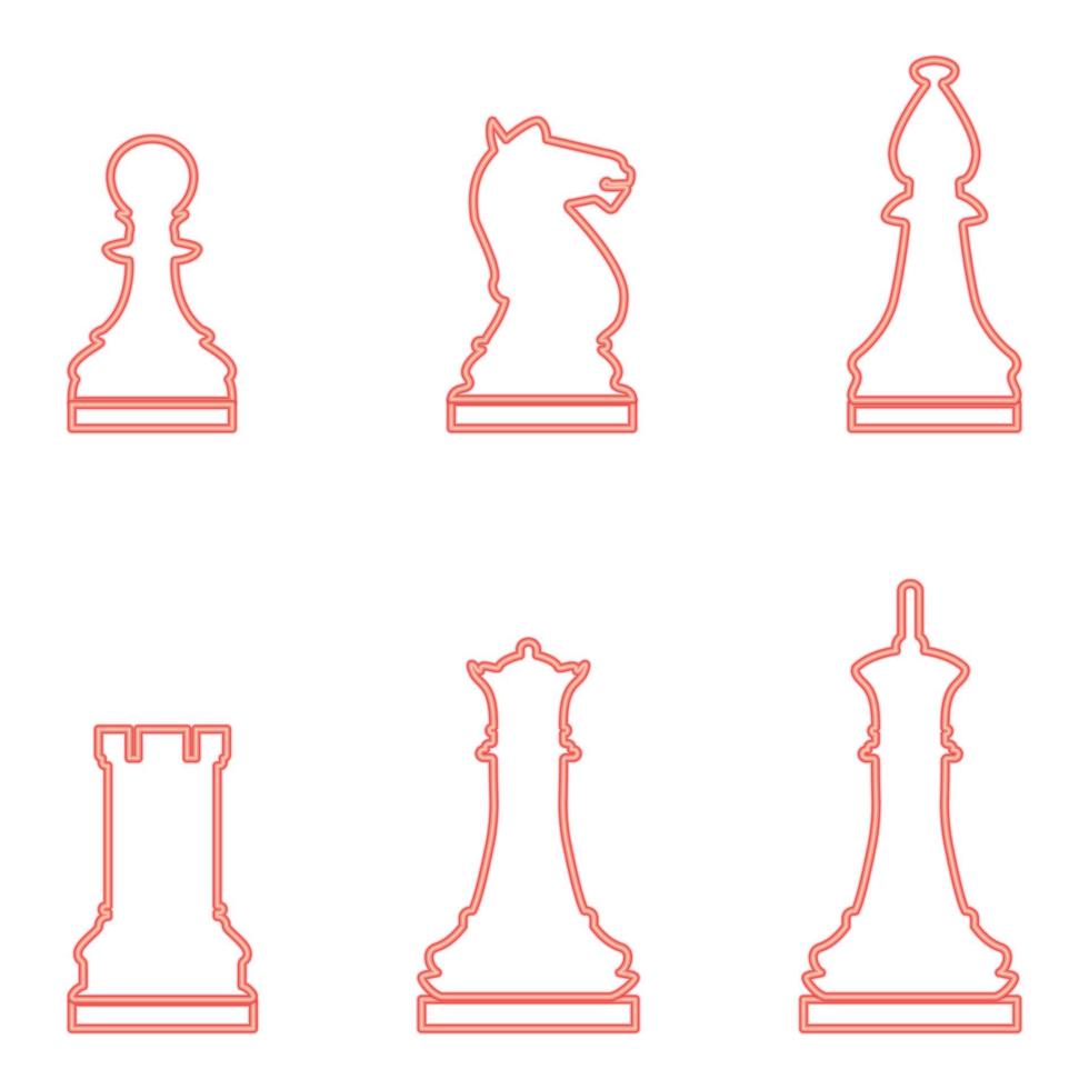 pièces d'échecs néon couleur rouge illustration vectorielle image de style plat vecteur
