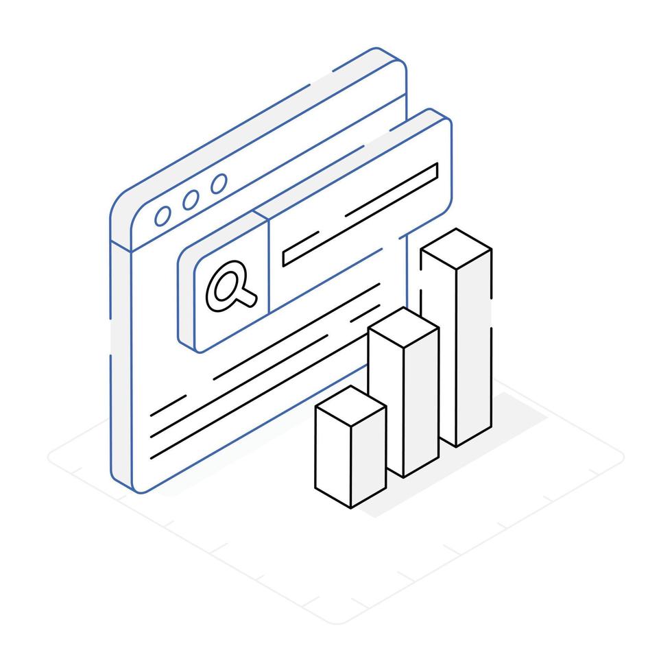 icône isométrique premium d'analyse de site web vecteur