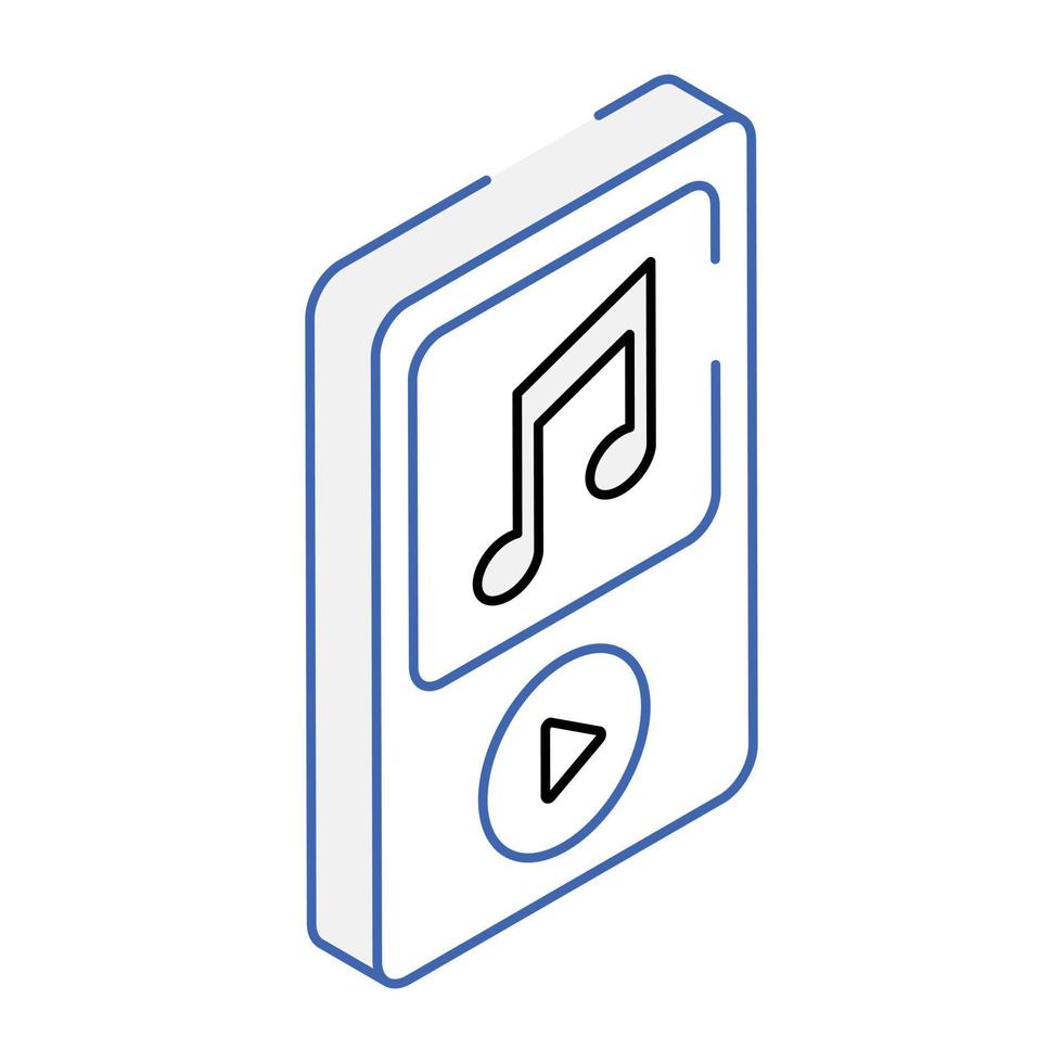 icône de lecteur de musique dans le style isométrique de contour vecteur