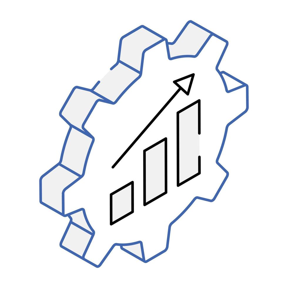 icône isométrique de contour premium de l'analyse de la croissance vecteur