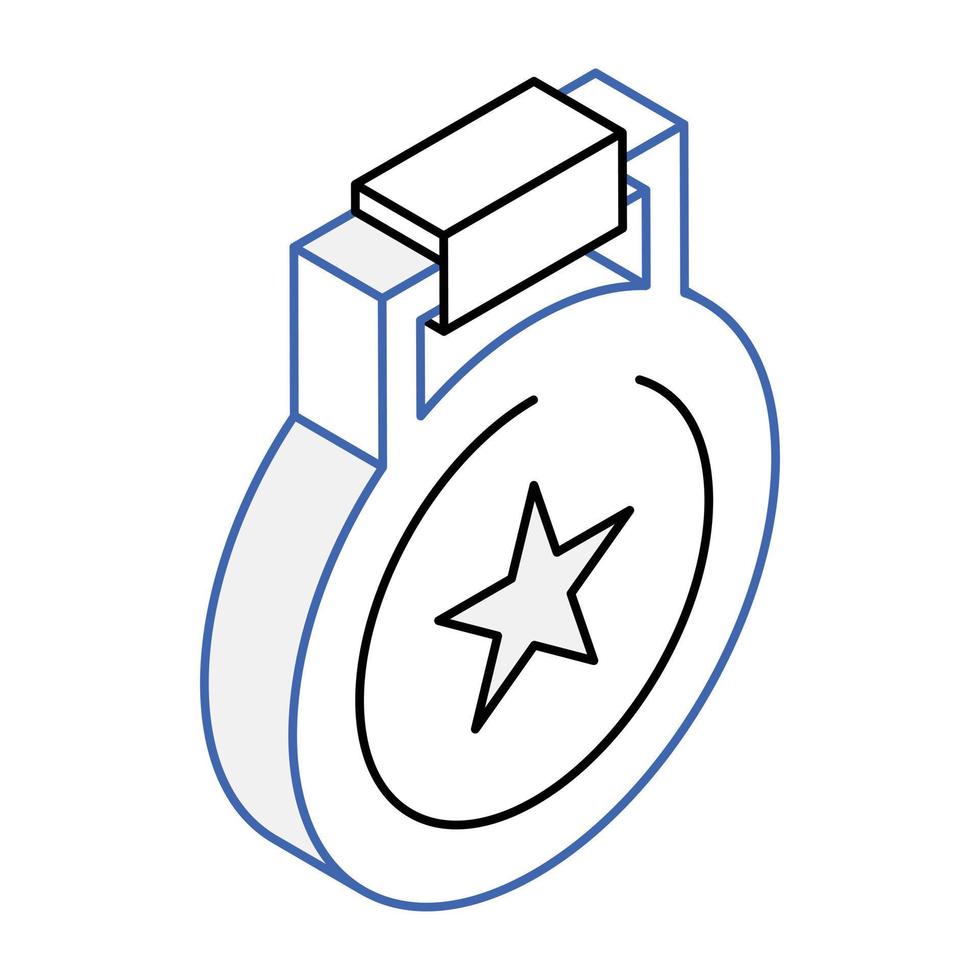 une icône isométrique de contour captivant de badge vecteur