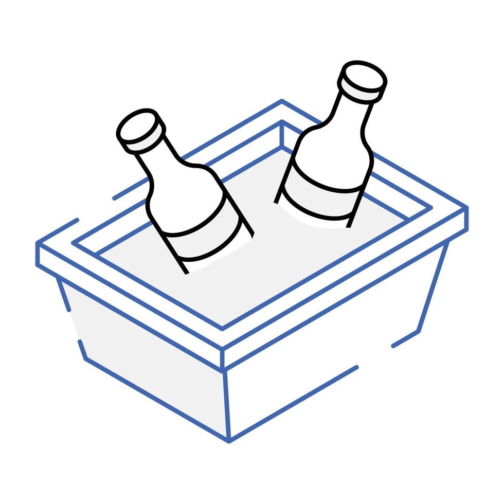 icône isométrique de refroidisseur de bière, style de contour vecteur