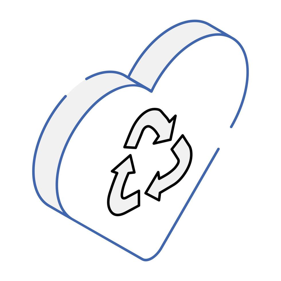 une icône de conception isométrique de recyclage d'amour vecteur
