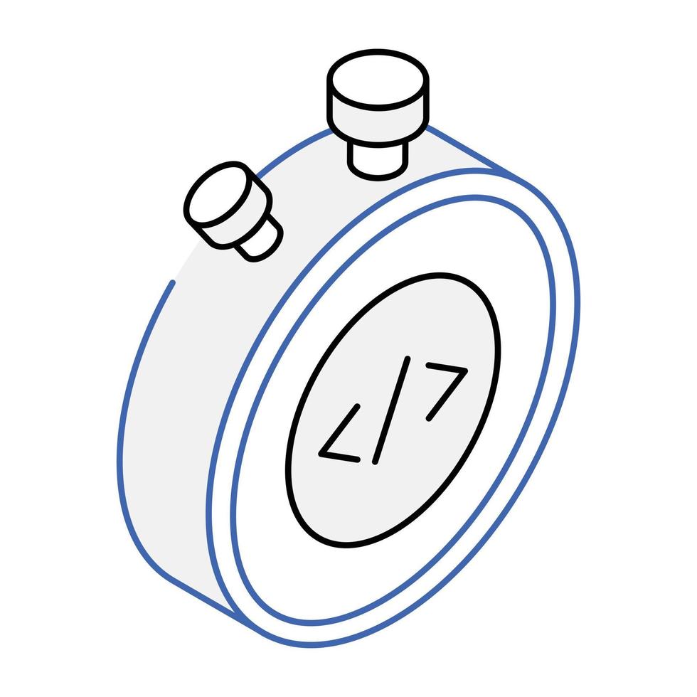 code temporel, icône de contour isométrique vecteur