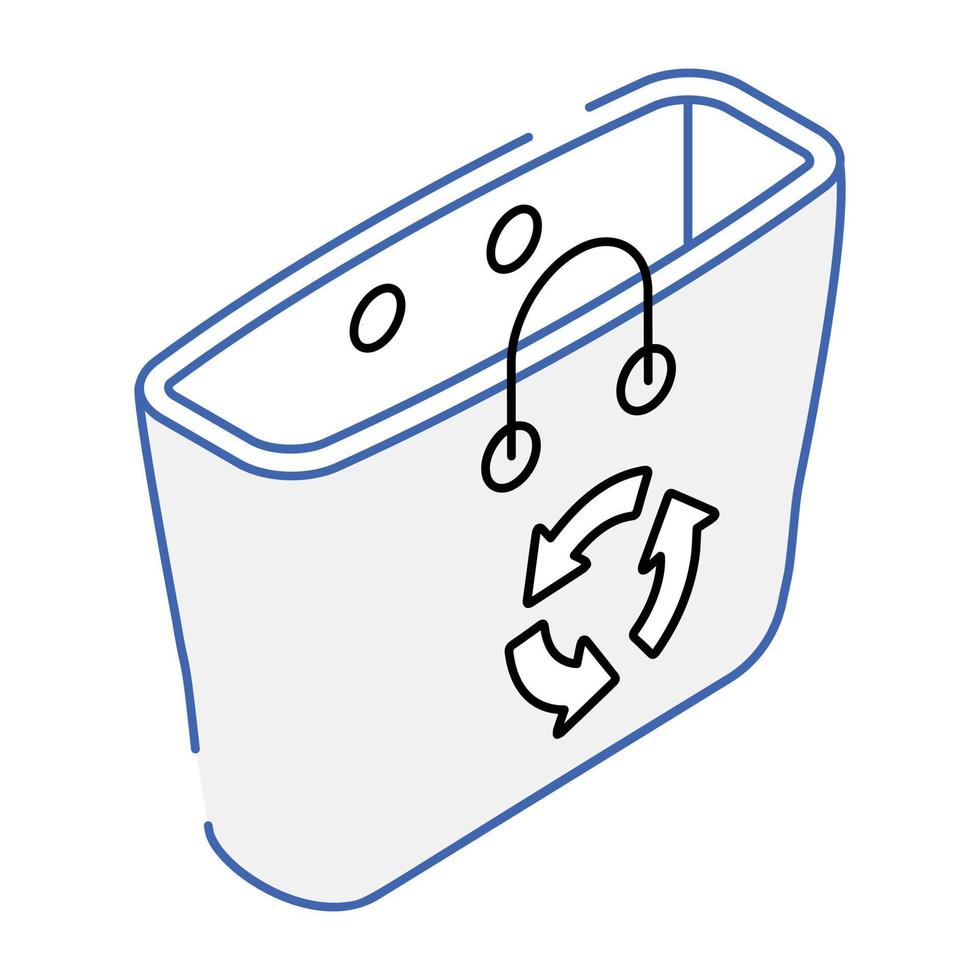 une icône de conception isométrique de sac de recyclage vecteur
