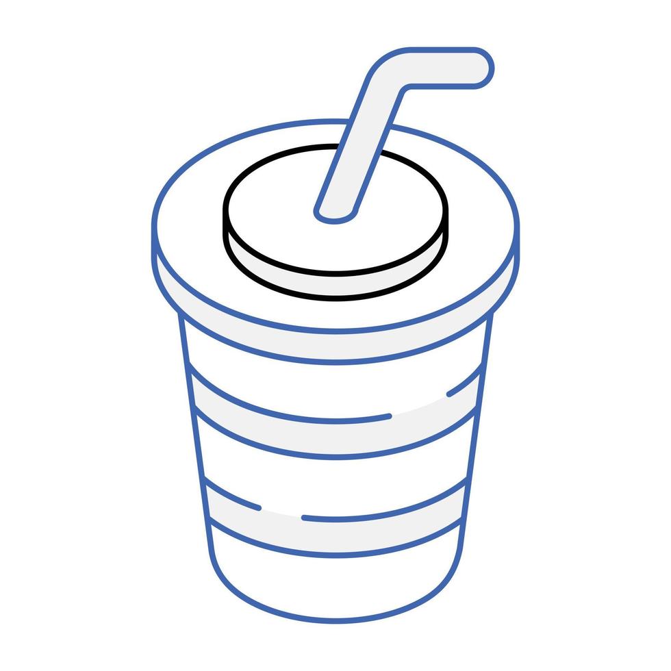 icône personnalisable de boisson à emporter, contour de la conception isométrique vecteur