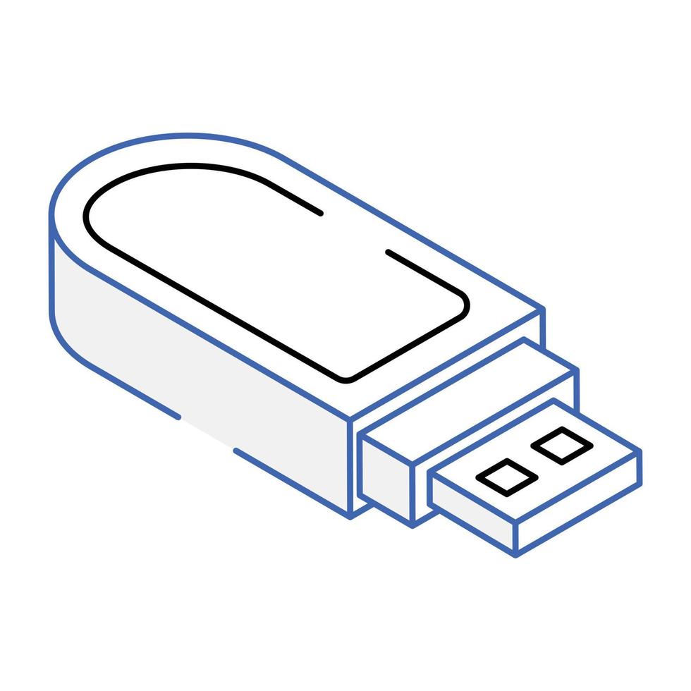 icône usb conçue dans un style isométrique vecteur