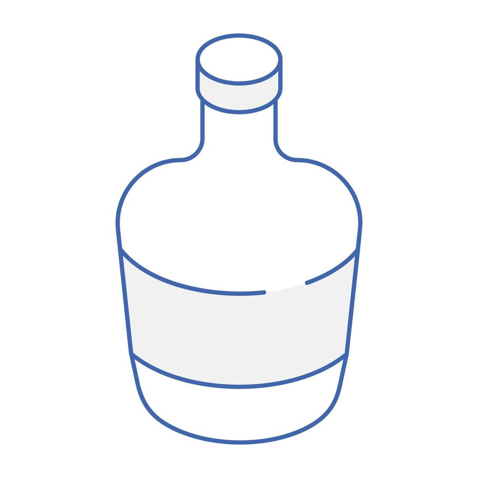 icône isométrique de contour tendance de bouteille en verre vecteur