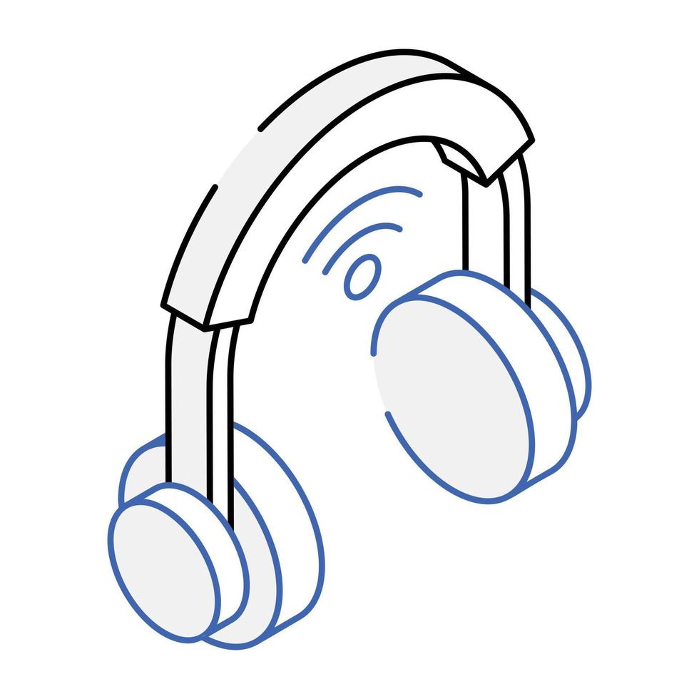 une icône de conception de contour d'écouteurs intelligents vecteur