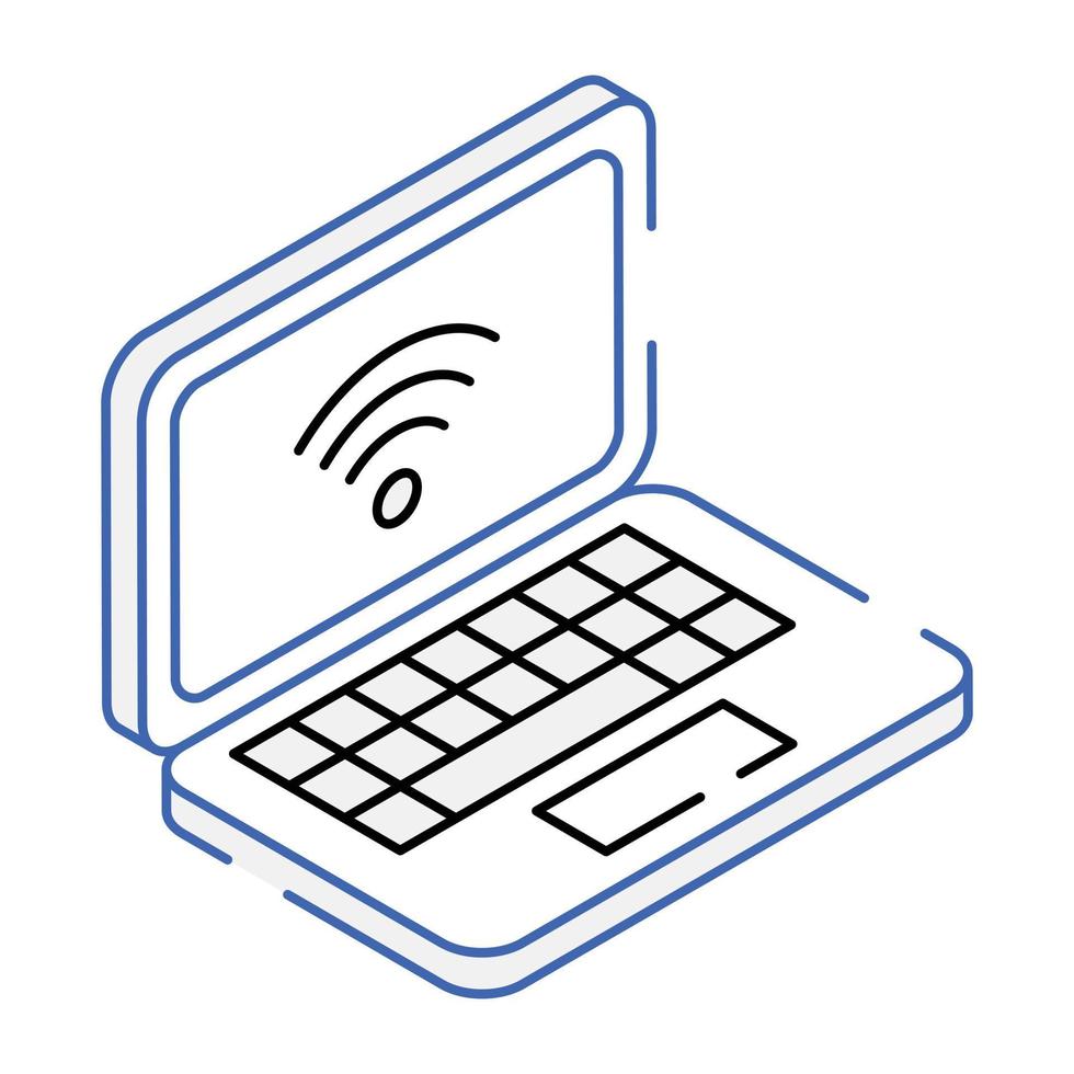 une icône de contour de connexion internet pour ordinateur portable vecteur