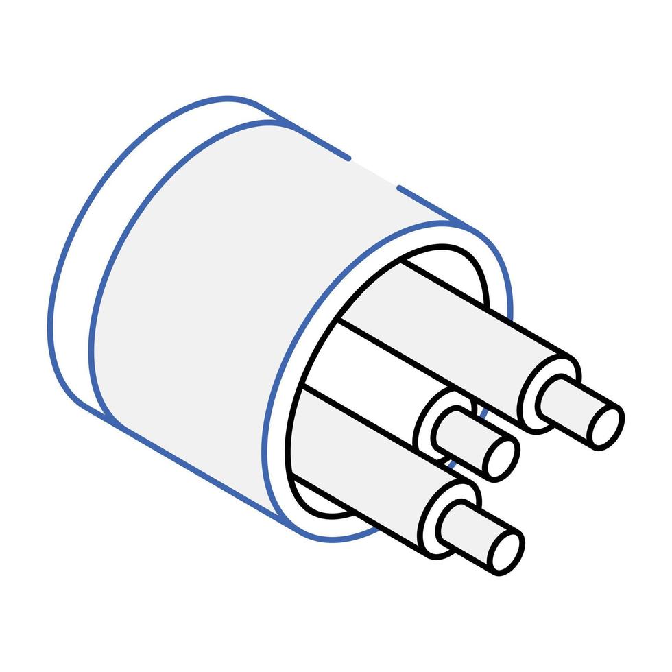 icône isomérique à la mode des câbles optiques vecteur