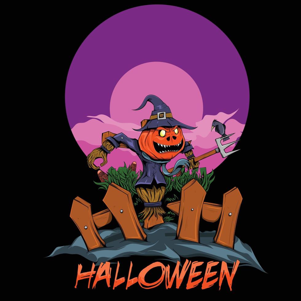 épouvantail hallowen illustration vectorielle vecteur
