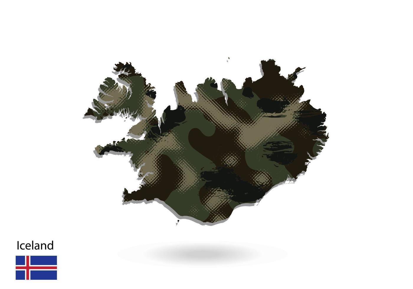 carte de l'islande avec motif camouflage, forêt - texture verte en m vecteur