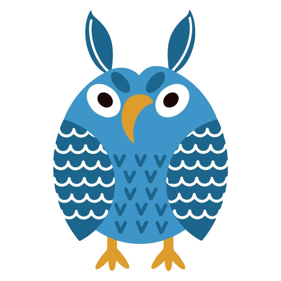 illustration vectorielle de chouette dessin animé mignon. Bluebird froncer les sourcils icône isolé sur fond blanc. style plat, illustration pour enfants vecteur