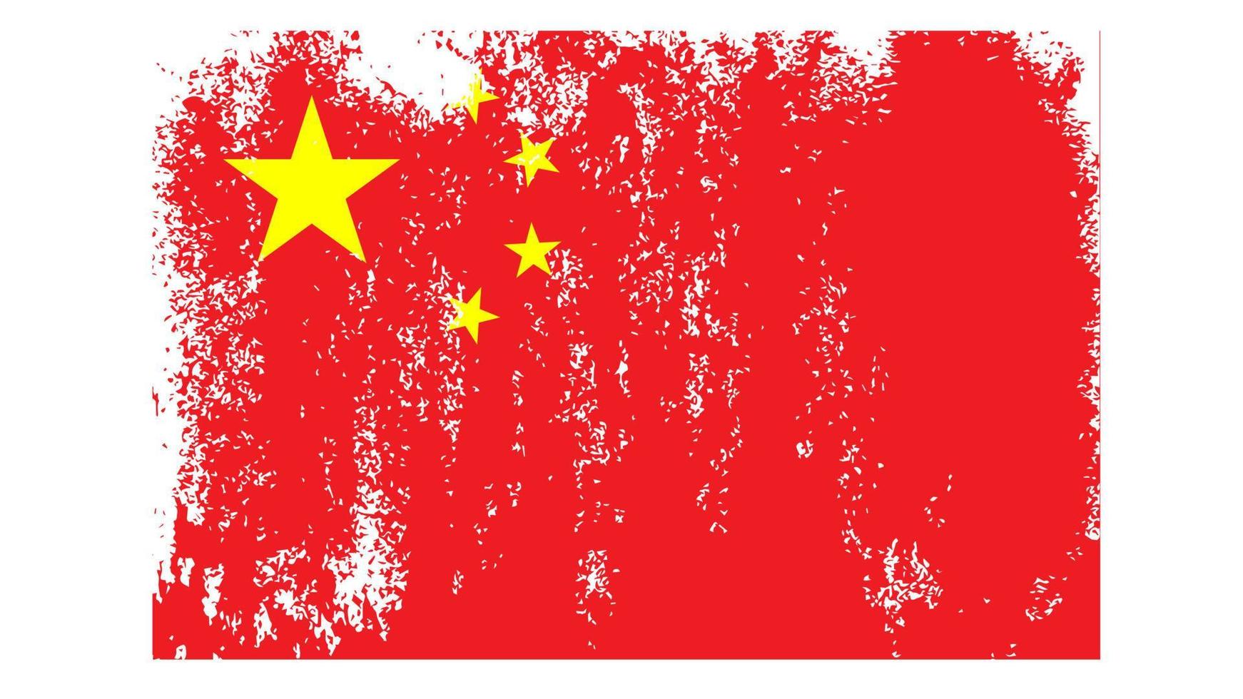 drapeau de la Chine. grunge, scratch et illustration vectorielle de drapeau de style ancien vecteur