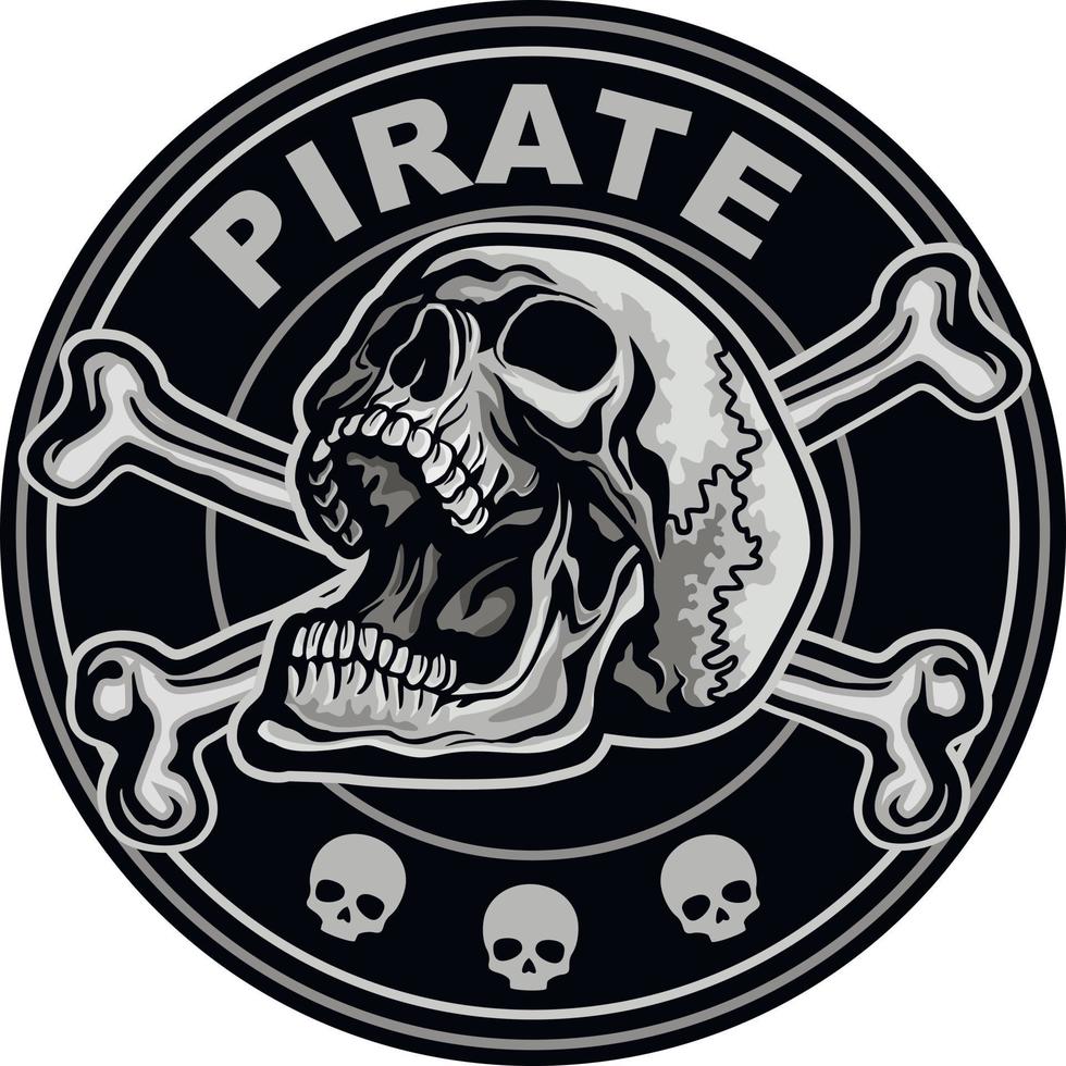 emblème de pirate avec crâne, t-shirt design vintage grungechevron avec crâne-09.eps vecteur