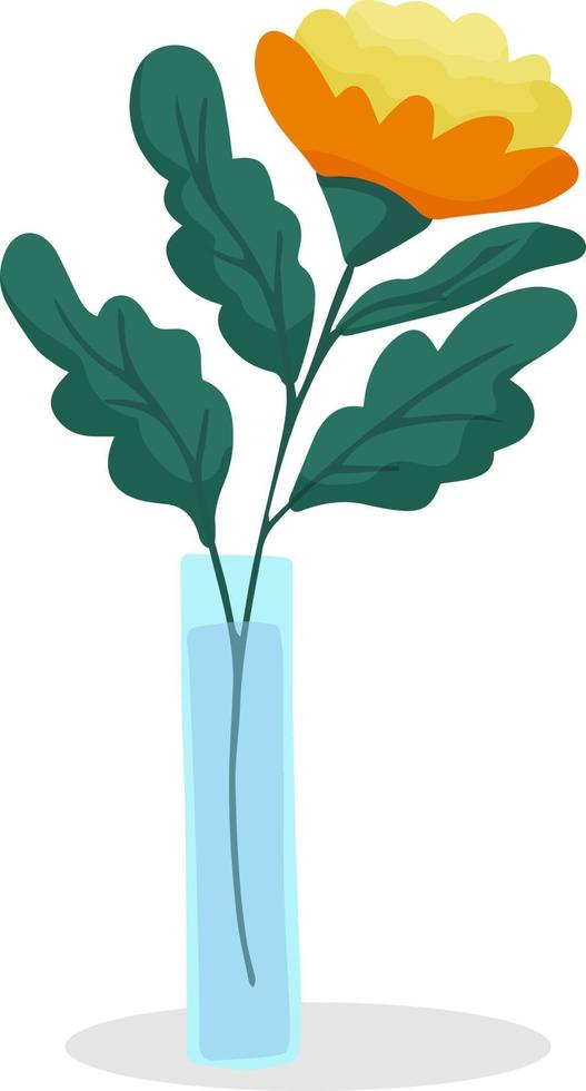 une carte de voeux florale. une branche de rose ou de pivoine dans un vase en verre transparent. élément botanique pour la conception vecteur