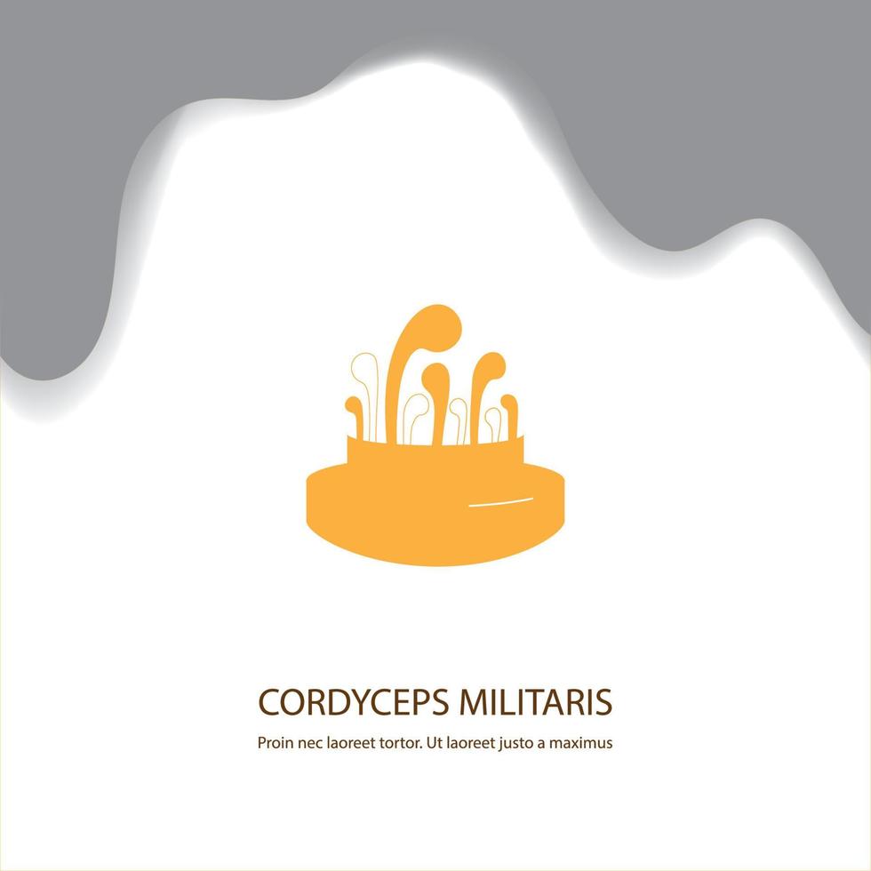 cordyceps militaris logo champignon médical pour une alimentation saine, dessiné à la main avec illustration vectorielle de fond blanc. vecteur