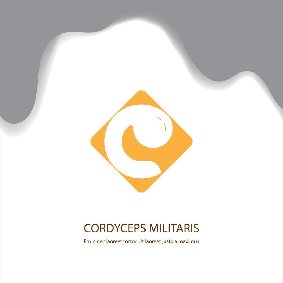 cordyceps militaris logo champignon médical pour une alimentation saine, dessiné à la main avec illustration vectorielle de fond blanc. vecteur