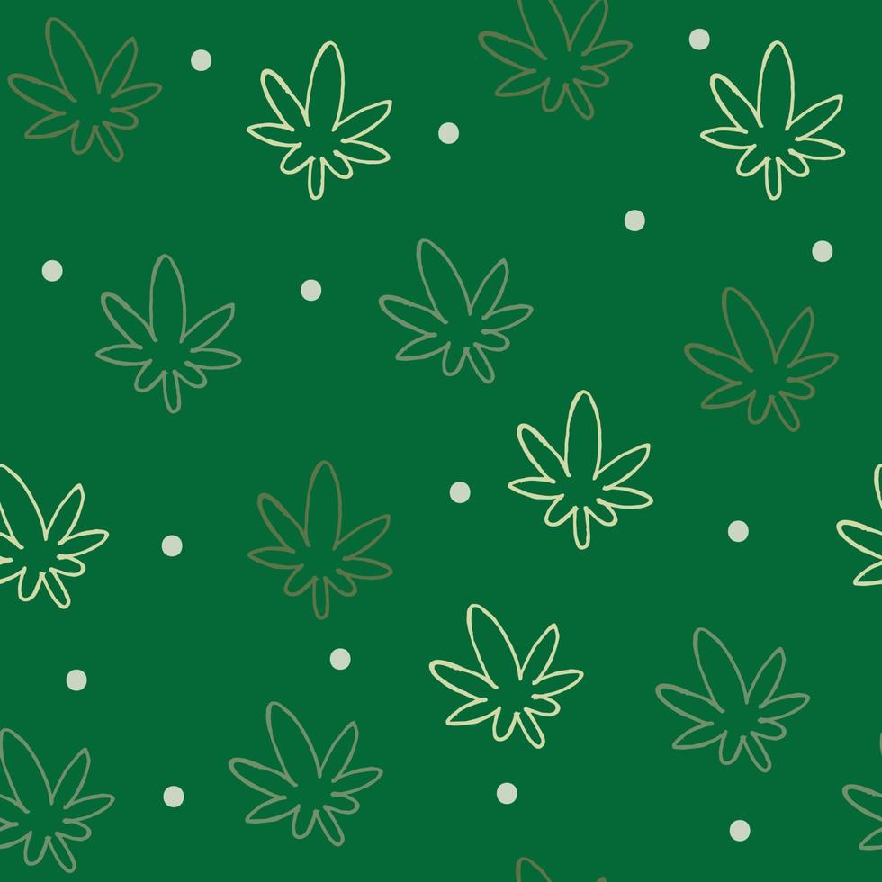 motif de feuilles de cannabis vert sur fond vert, illustration vectorielle. vecteur