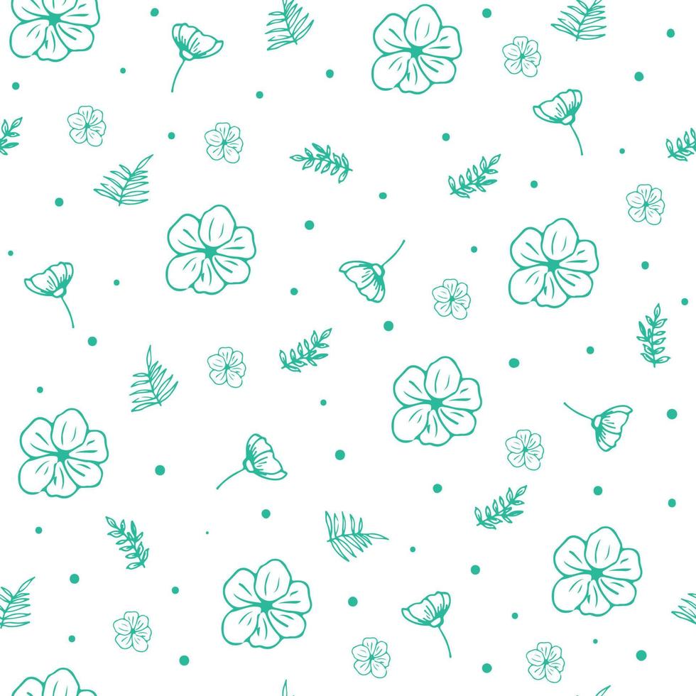motif floral vectorielle continue. design monochrome vert menthe et blanc. vecteur