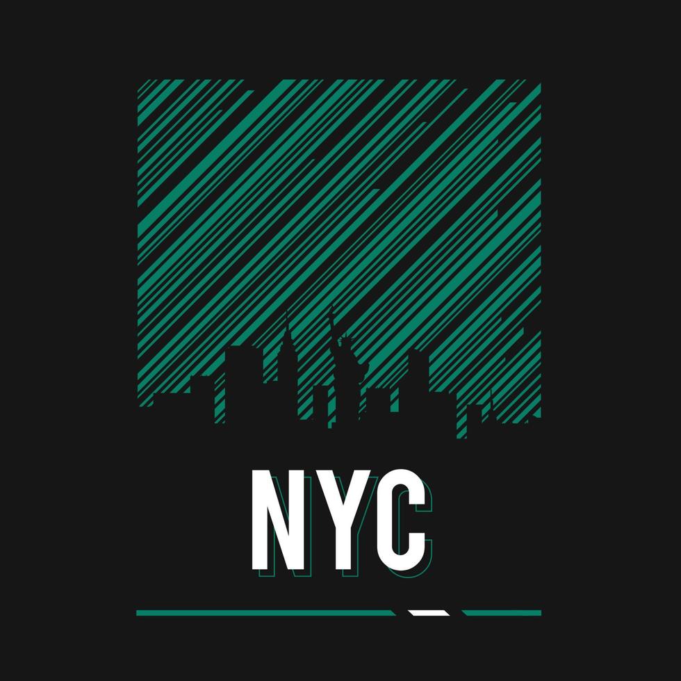 conception de t-shirt de la ville de new york et conception de la ville d'art en ligne. impression vectorielle vecteur