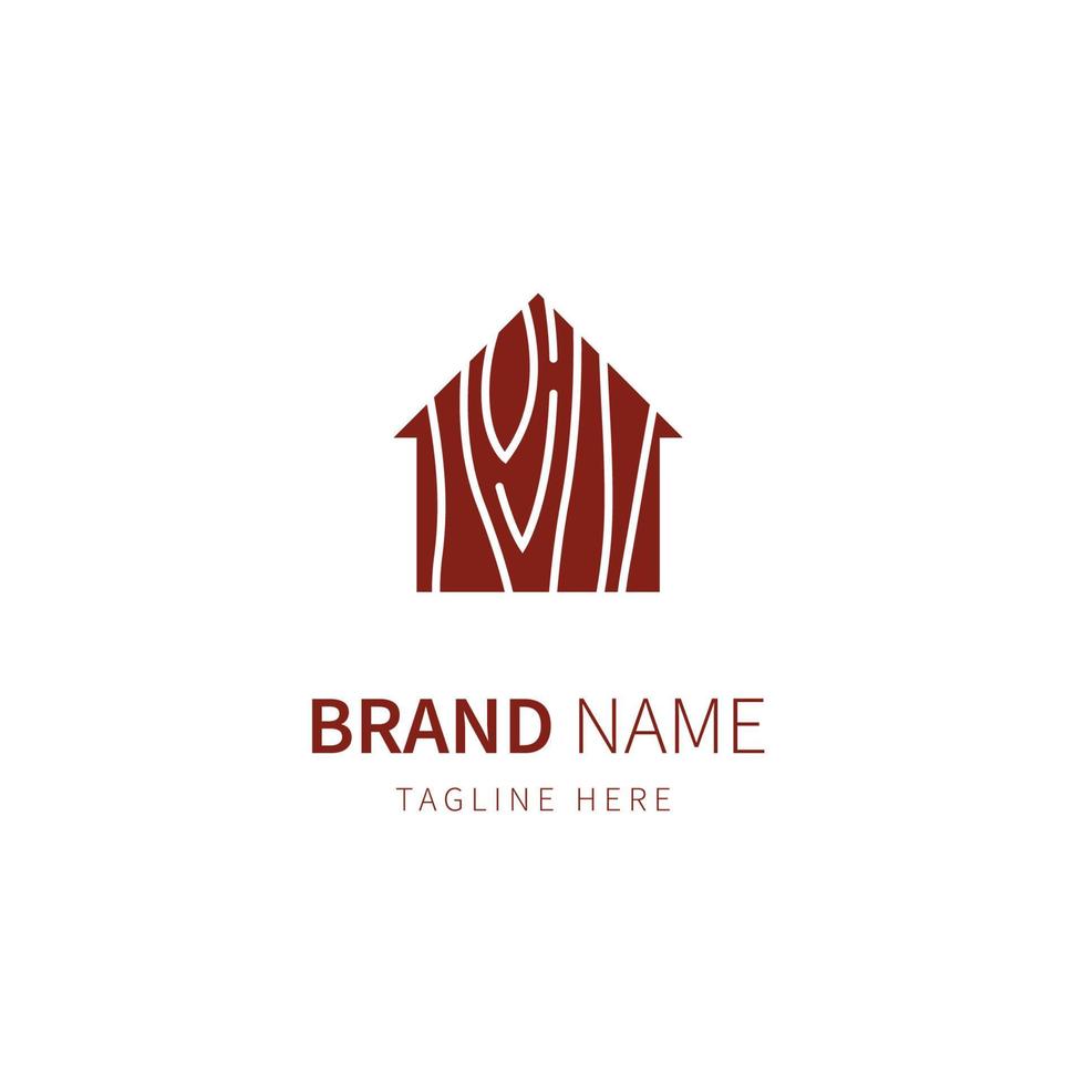 icône de conception de logo vectoriel maison en bois minimaliste