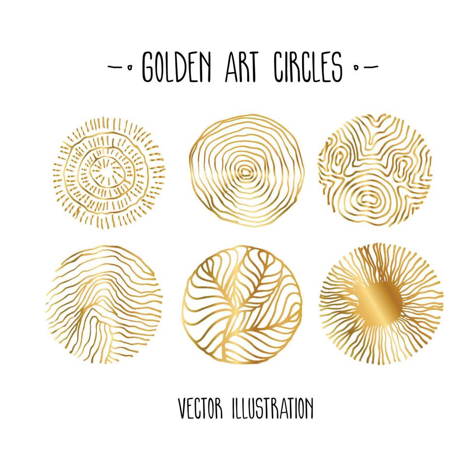 cercle d'art rond doré, illustration vectorielle de dessin à la main. objet de luxe pour la décoration. vecteur