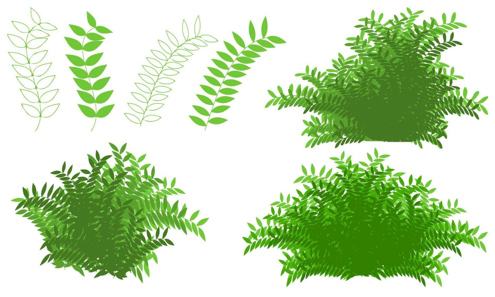 dessin de buisson vert, vecteur de feuillage d'herbes