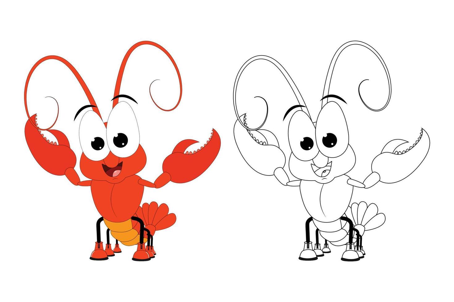 graphique de dessin animé animal mignon homard vecteur