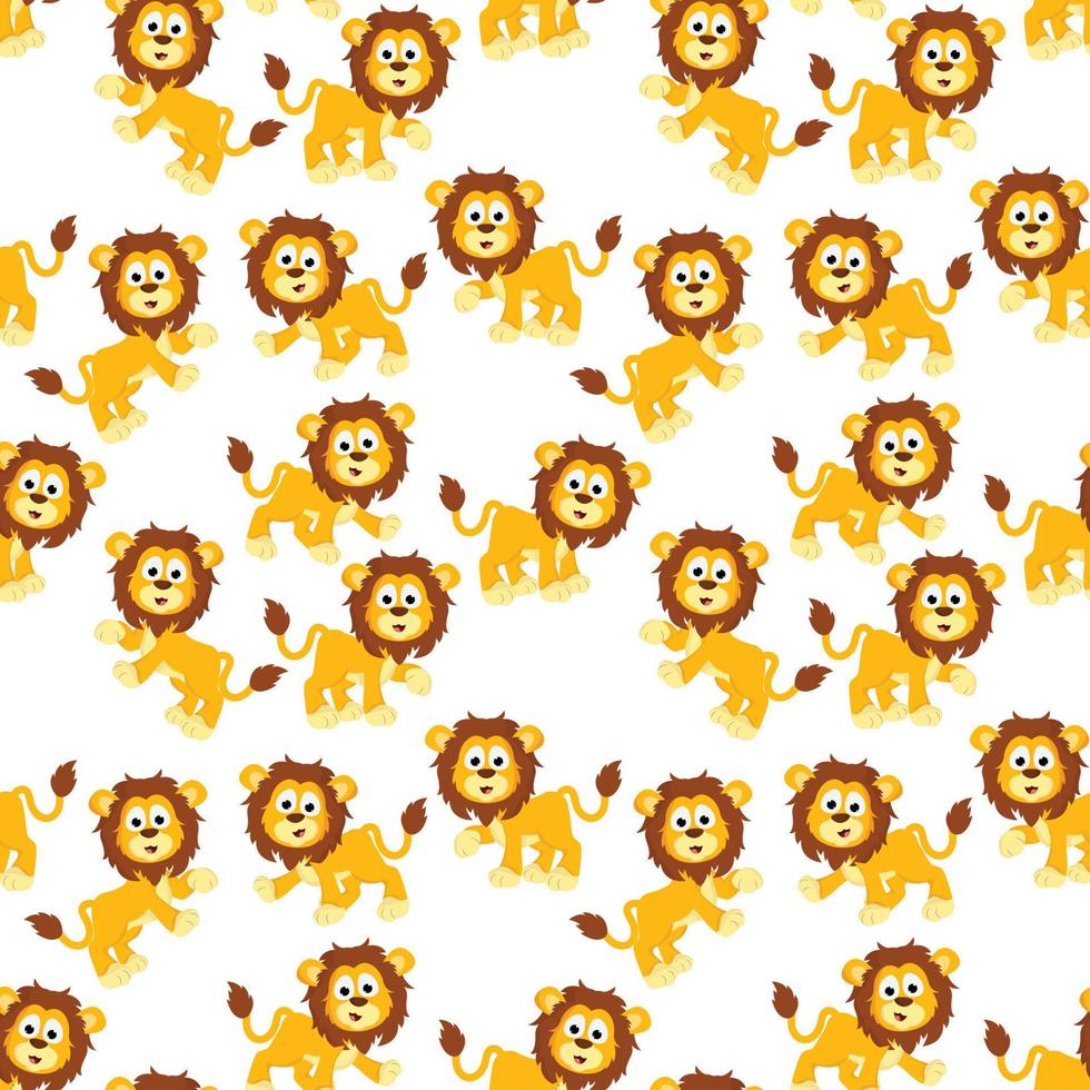 motif de dessin animé animal lion mignon vecteur