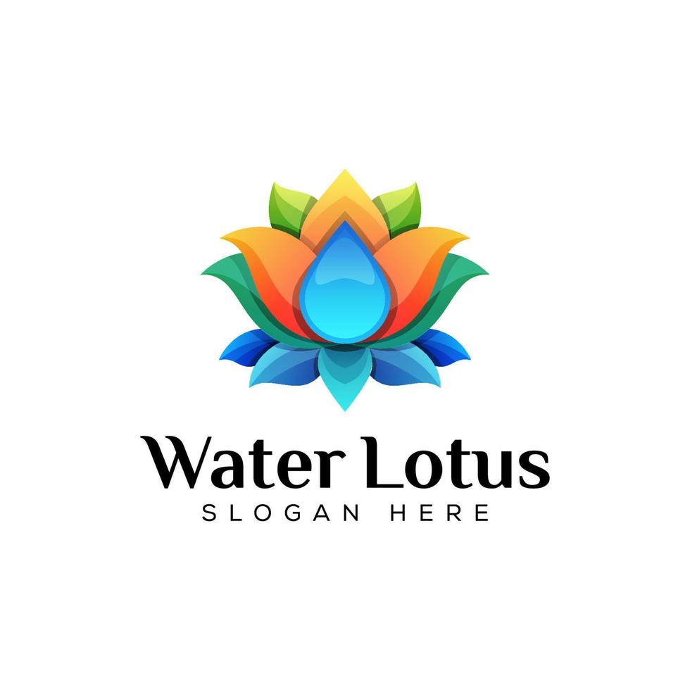 eau colorée avec concept de logo coloré de lotus frais vecteur