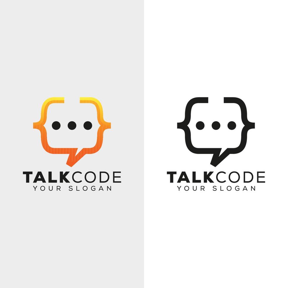 logo de code de chat ou forum pour la conception de logo de programmation vecteur