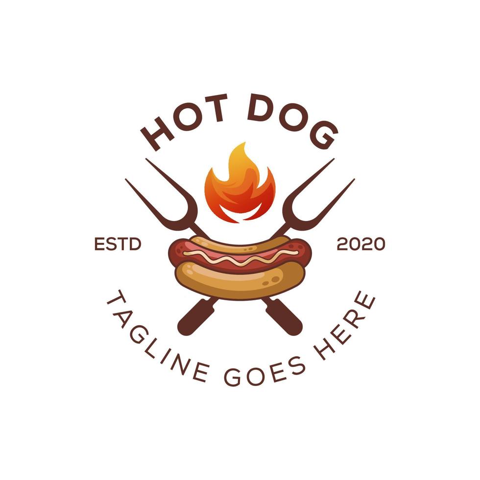 création de logo de hot-dog de nourriture moderne vecteur