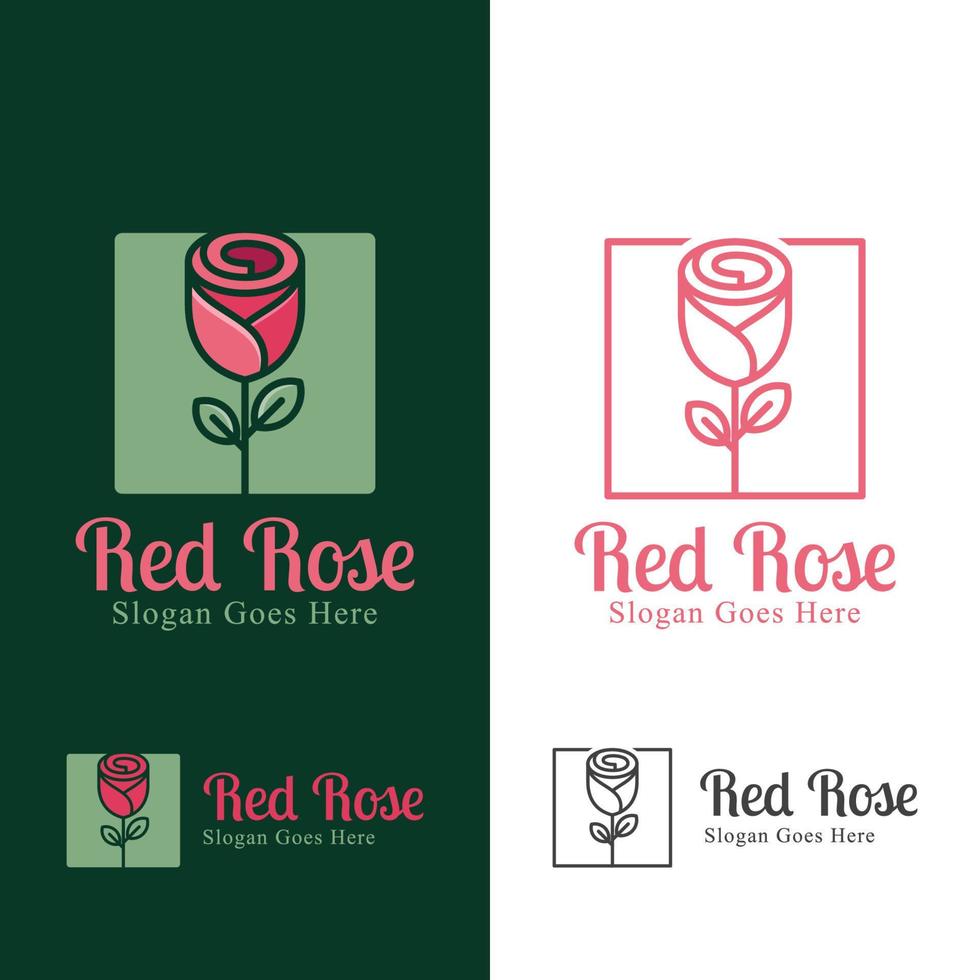 logo rose rouge féminin pour la beauté, les cosmétiques, le yoga et le spa, modèle vectoriel