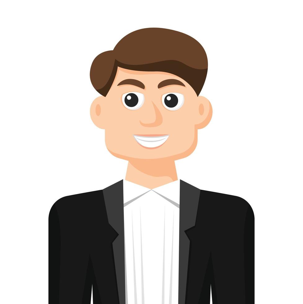 homme de costume formel en vecteur plat simple, icône ou symbole de profil personnel, illustration vectorielle de concept de personnes.