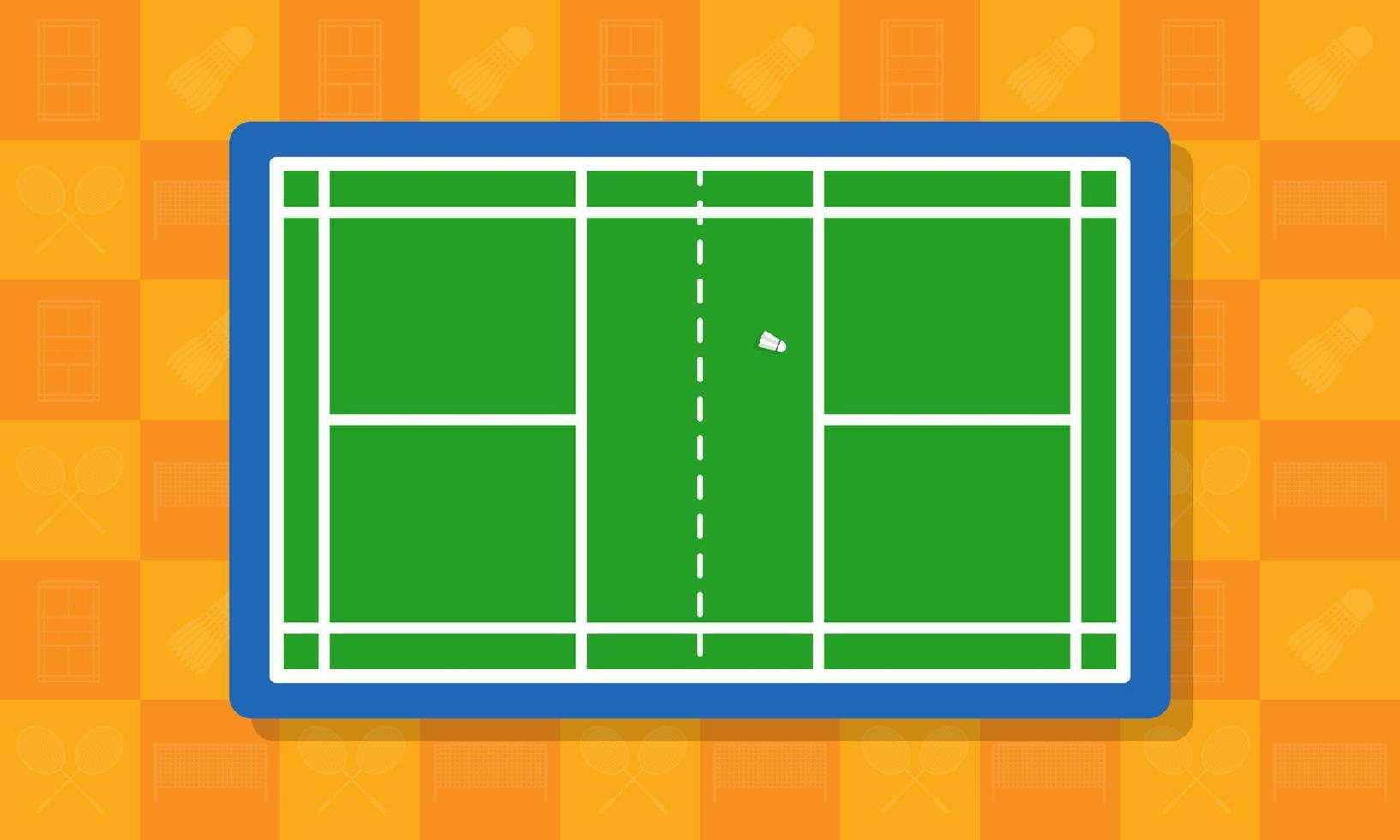 illustration vectorielle de fond de terrain de badminton de dessin animé. adapté au contenu pour enfants, au sport, aux jeux, etc. vecteur