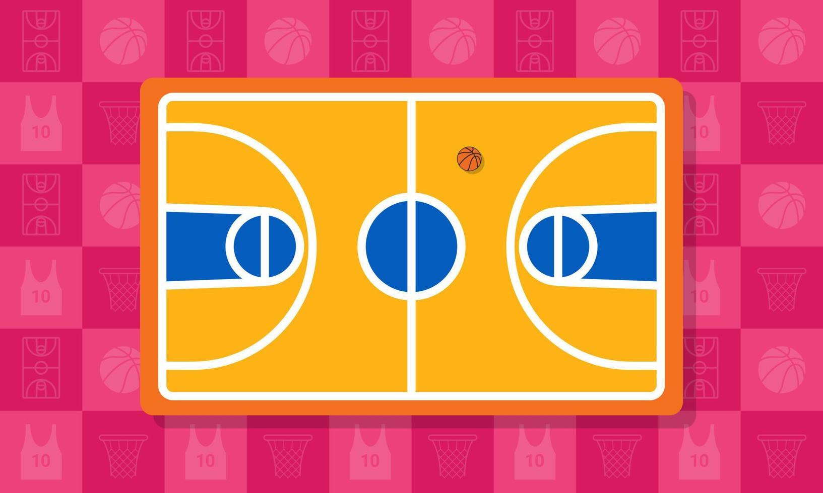 illustration vectorielle de fond de terrain de basket-ball de dessin animé. adapté au contenu pour enfants, au sport, aux jeux, etc. vecteur