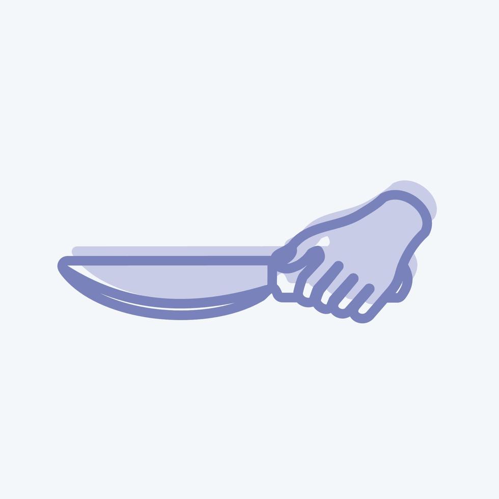 icône tenant un couteau. adapté au symbole des actions de la main. style bicolore. conception simple modifiable. vecteur de modèle de conception. illustration de symbole simple