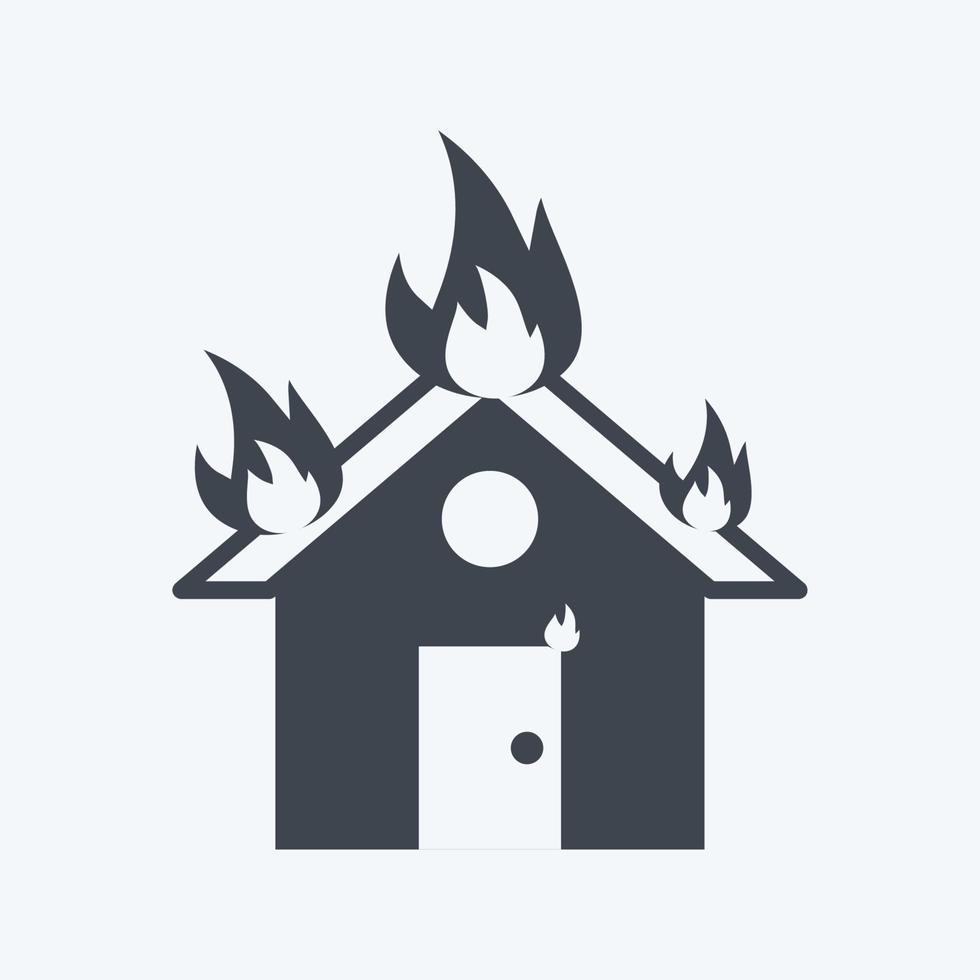 icône maison en feu. adapté au symbole des catastrophes. style de glyphe. conception simple modifiable. vecteur de modèle de conception. illustration de symbole simple