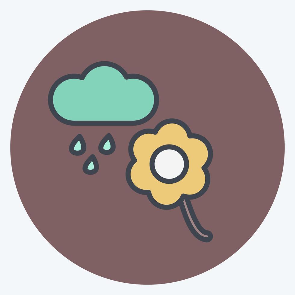 icône fleur avec pluie. adapté au symbole du jardin. style de couleur assortie. conception simple modifiable. vecteur de modèle de conception. illustration de symbole simple