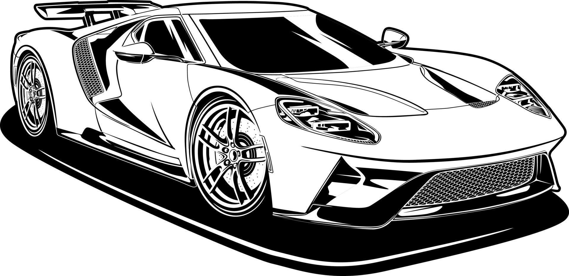 illustration vectorielle de voiture noir et blanc pour la conception conceptuelle vecteur