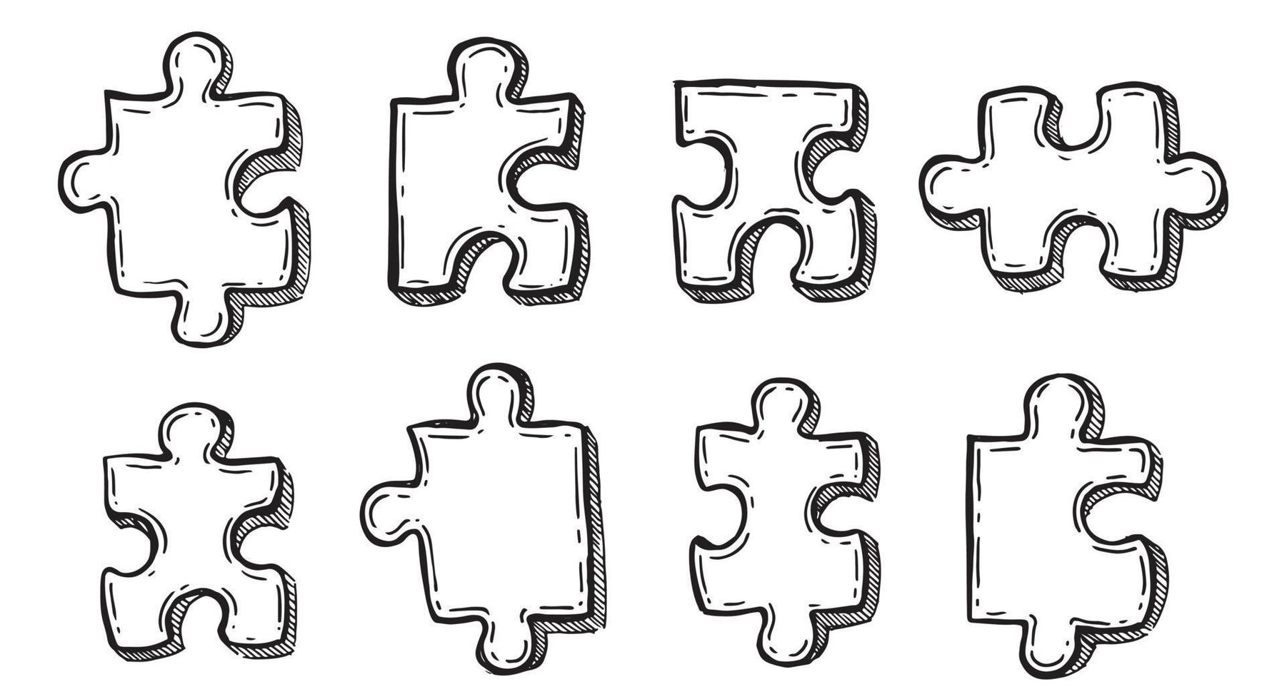 puzzles illustration vectorielle dessinés à la main. vecteur