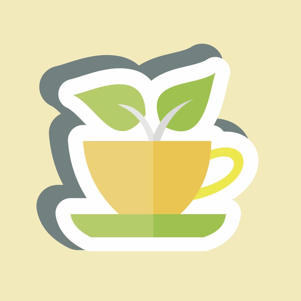 autocollant thé vert. adapté au symbole de boisson. conception simple modifiable. vecteur de modèle de conception. illustration de symbole simple