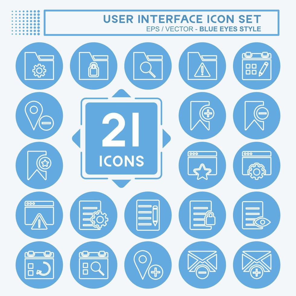 jeu d'icônes d'interface utilisateur. adapté au symbole de l'interface web. façon yeux bleus. conception simple modifiable. vecteur de modèle de conception. illustration de symbole simple