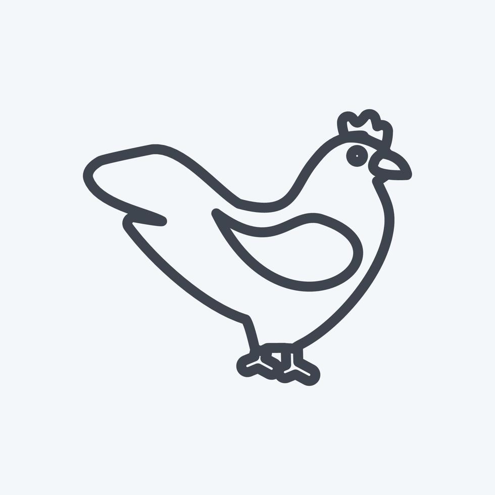 poulet d'icône. adapté au symbole du jardin. style de ligne. conception simple modifiable. vecteur de modèle de conception. illustration de symbole simple