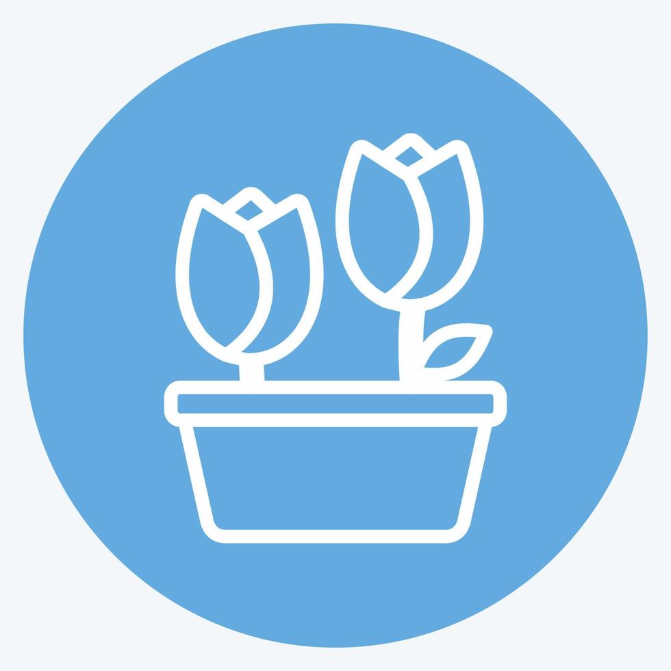 icône tulipes en pot. adapté au symbole du printemps. façon yeux bleus. conception simple modifiable. vecteur de modèle de conception. illustration de symbole simple