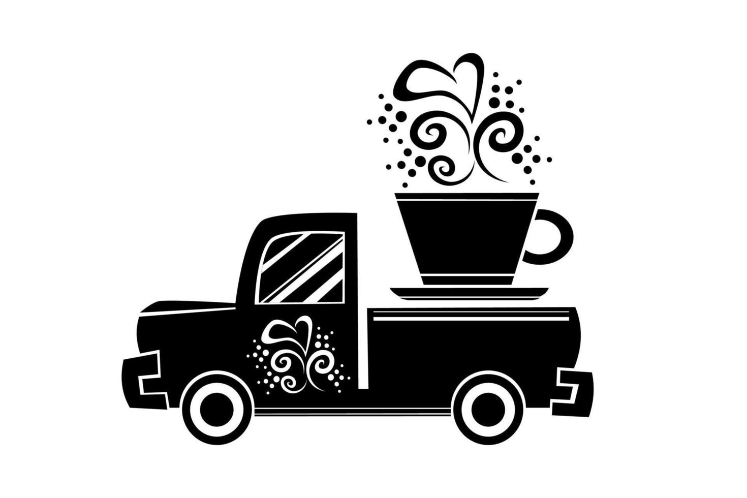 illustration de voiture avec une tasse de café sur fond blanc vecteur