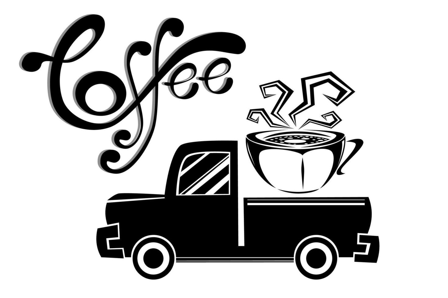 illustration de voiture avec une tasse de café sur fond blanc vecteur